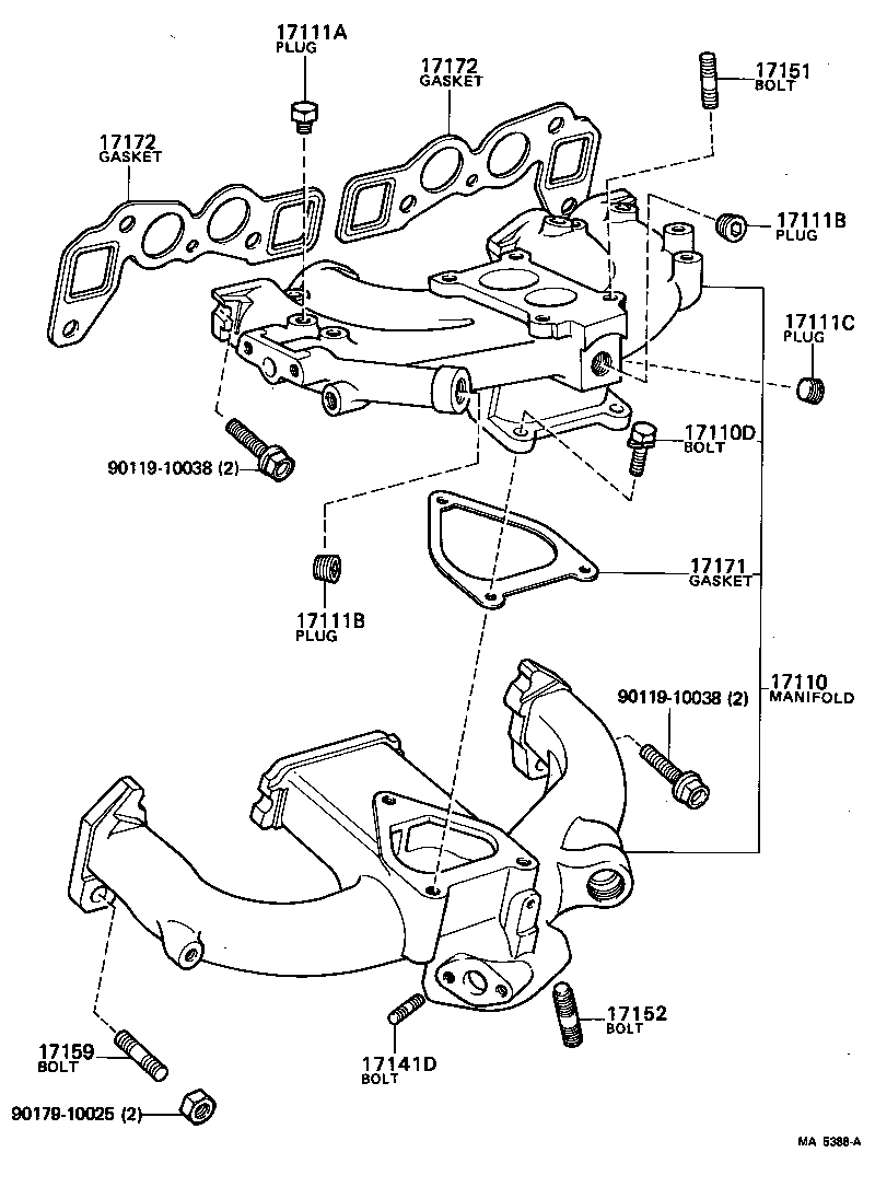 17171-13010 GASKET, INTAKE TO EXHAUST MANIFOLD product image