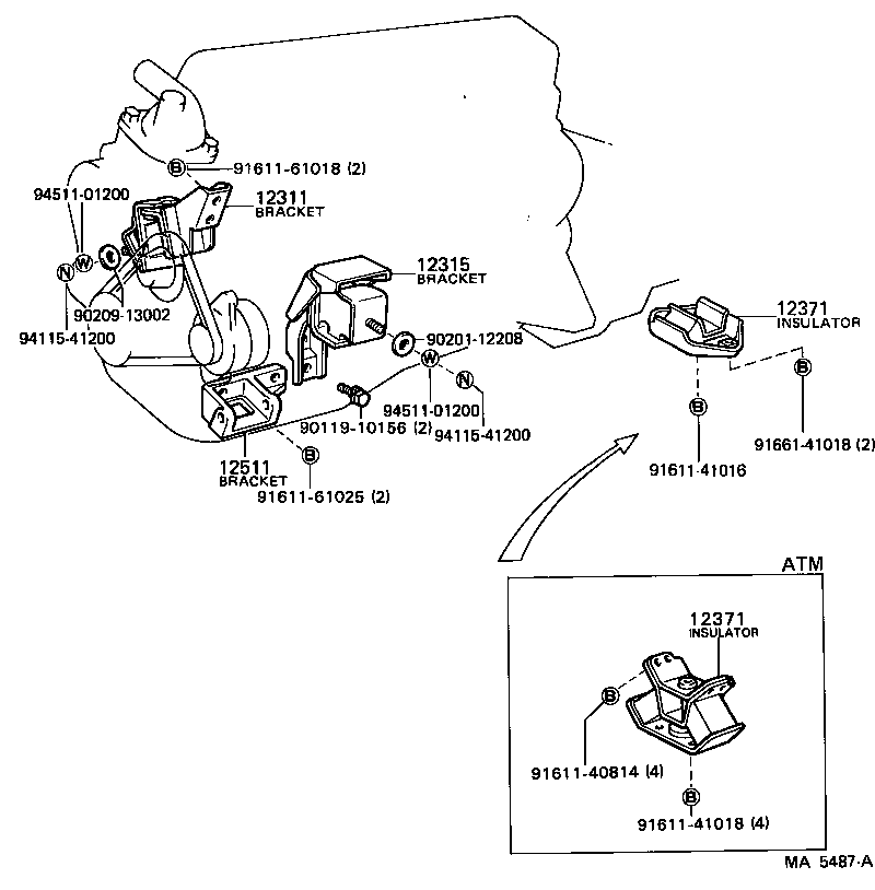 12301-13060 BRACKET, ENGINE MOUNTING, FRONT NO.1 RH product image