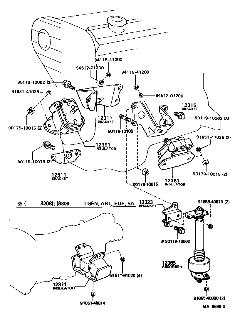 12301-35150 BRACKET, ENGINE MOUNTING, FRONT NO.1 RH product image