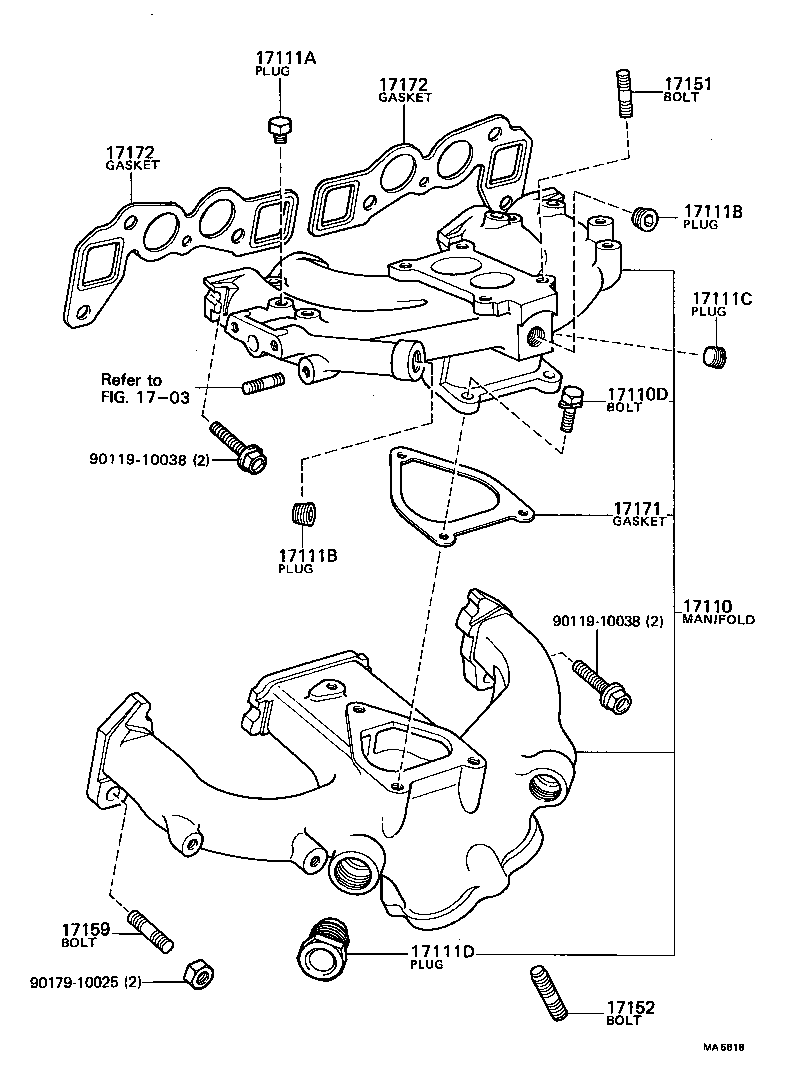 92132-40818 BOLT, STUD(FOR MANIFOLD TO CYLINDER HEAD) product image