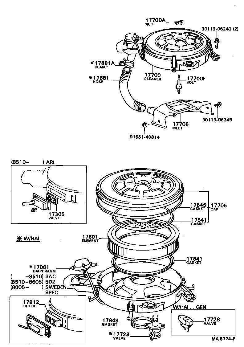 17700-15230 CLEANER ASSY, AIR product image