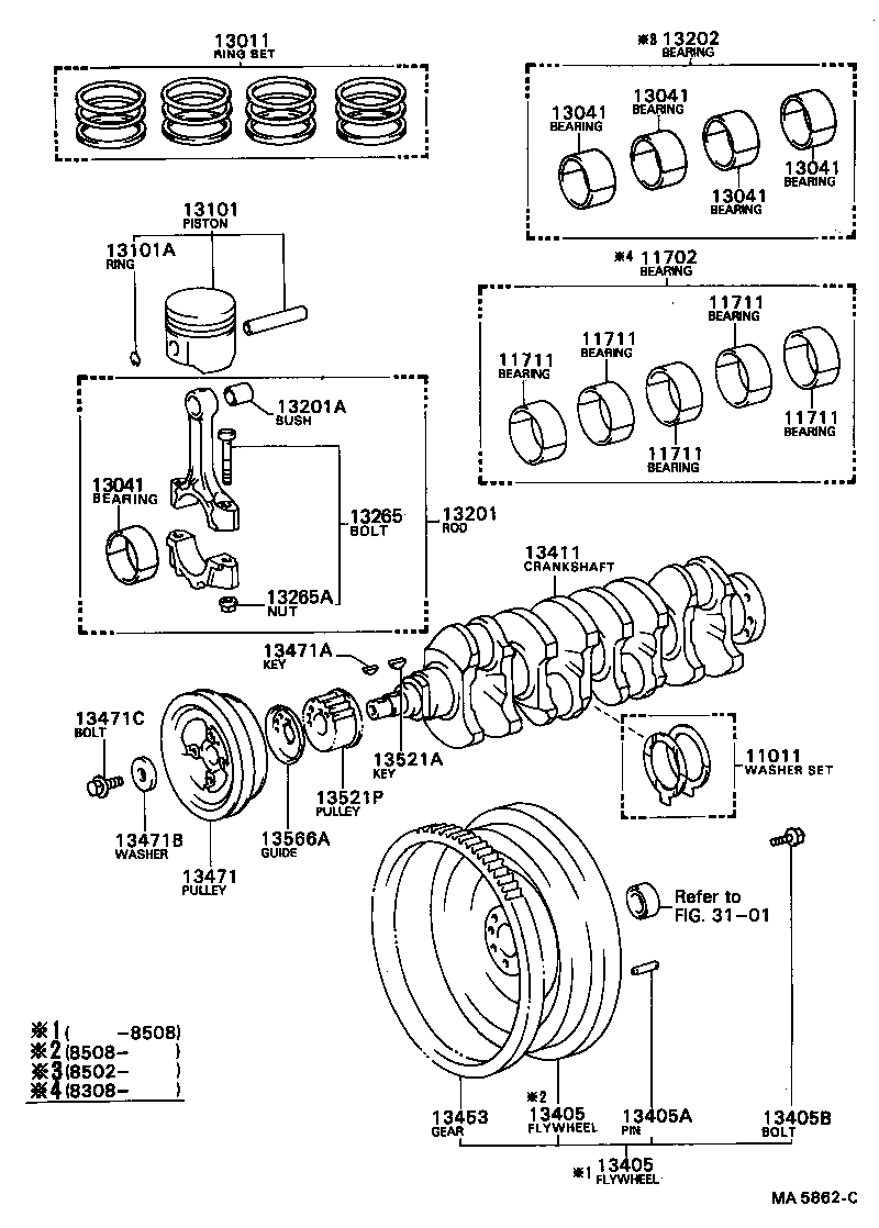 11702-88261 BEARING SET, CRANKSHAFT product image
