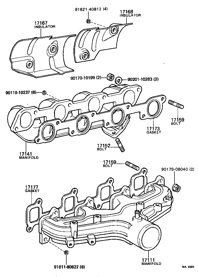 90116-10140 BOLT, STUD(FOR MANIFOLD TO CYLINDER HEAD) product image