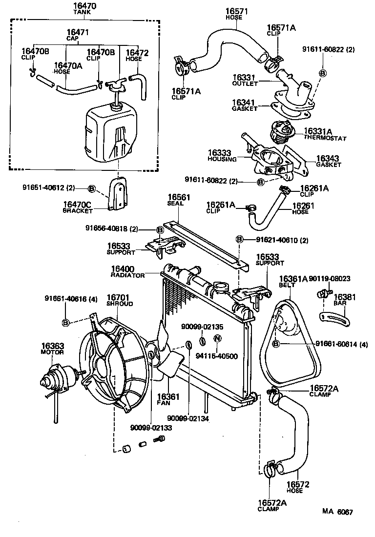16261-13050 HOSE, WATER BY-PASS product image