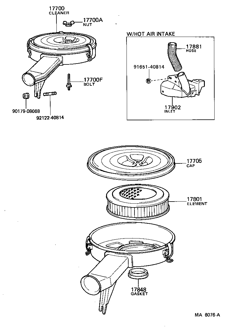 17705-24291 CAP SUB-ASSY, AIR CLEANER product image