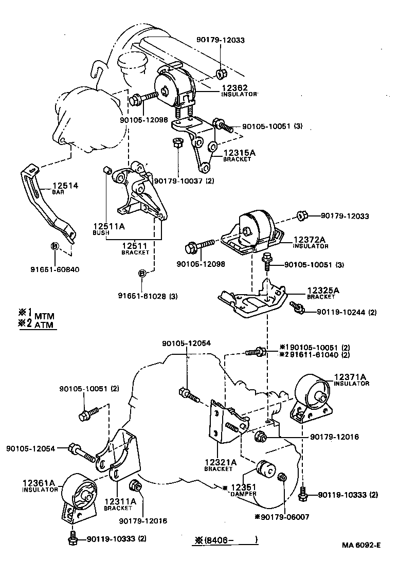 12372-64050 INSULATOR, ENGINE MOUNTING, LH(FOR TRANSVERSE ENGINE) product image