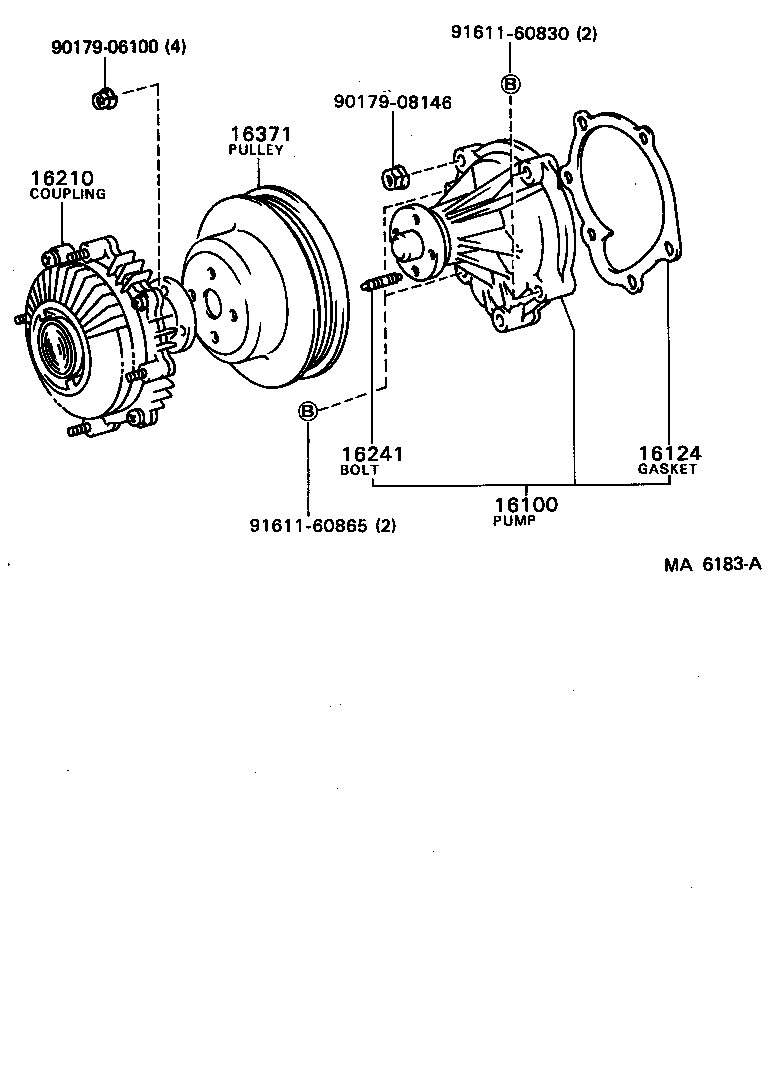 16110-49085 PUMP ASSY, WATER, W/O COUPLING product image