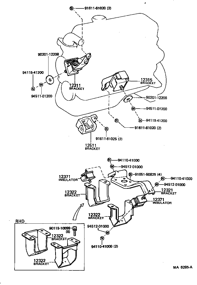 12322-71010 BRACKET, ENGINE MOUNTING, REAR NO.2 product image