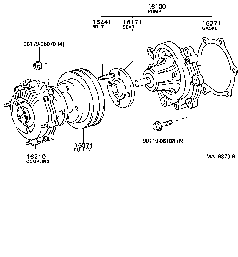 16110-49085 PUMP ASSY, WATER, W/O COUPLING product image