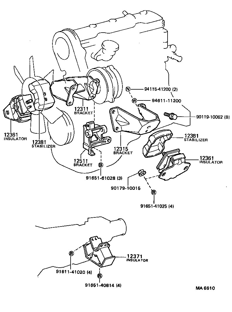 12301-35150 BRACKET, ENGINE MOUNTING, FRONT NO.1 RH product image