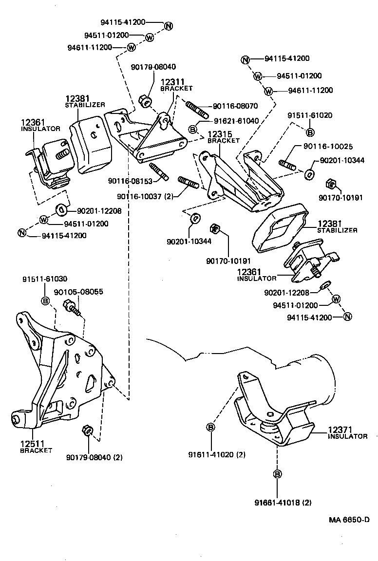 12301-35150 BRACKET, ENGINE MOUNTING, FRONT NO.1 RH product image