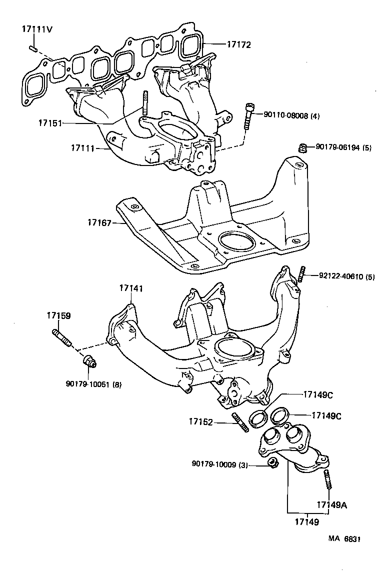 17172-73010 GASKET, MANIFOLD TO CYLINDER HEAD product image