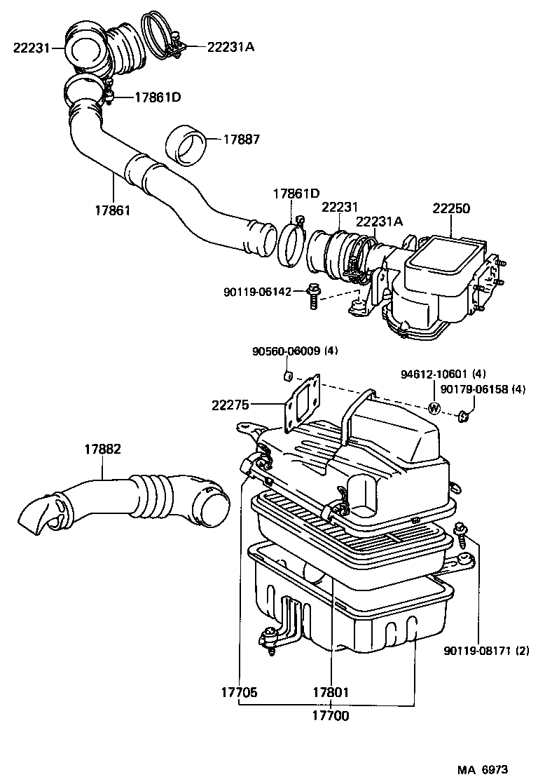 17103-54030 PIPE SUB-ASSY, AIR CLEANER, NO.2 product image