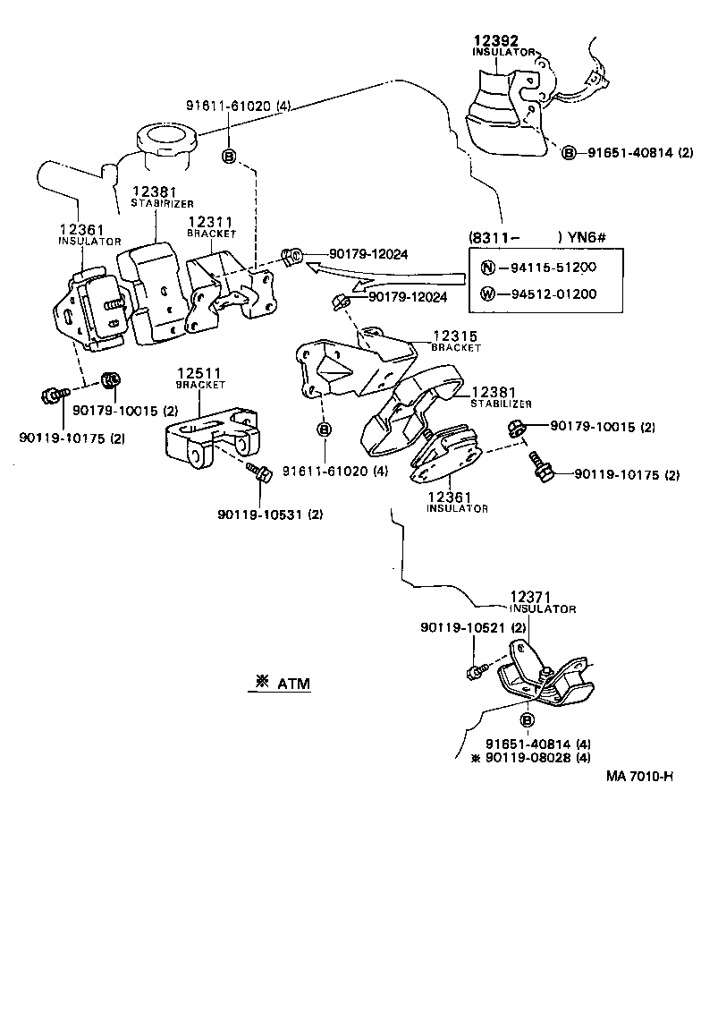 12301-35210 BRACKET, ENGINE MOUNTING, FRONT NO.1 RH product image