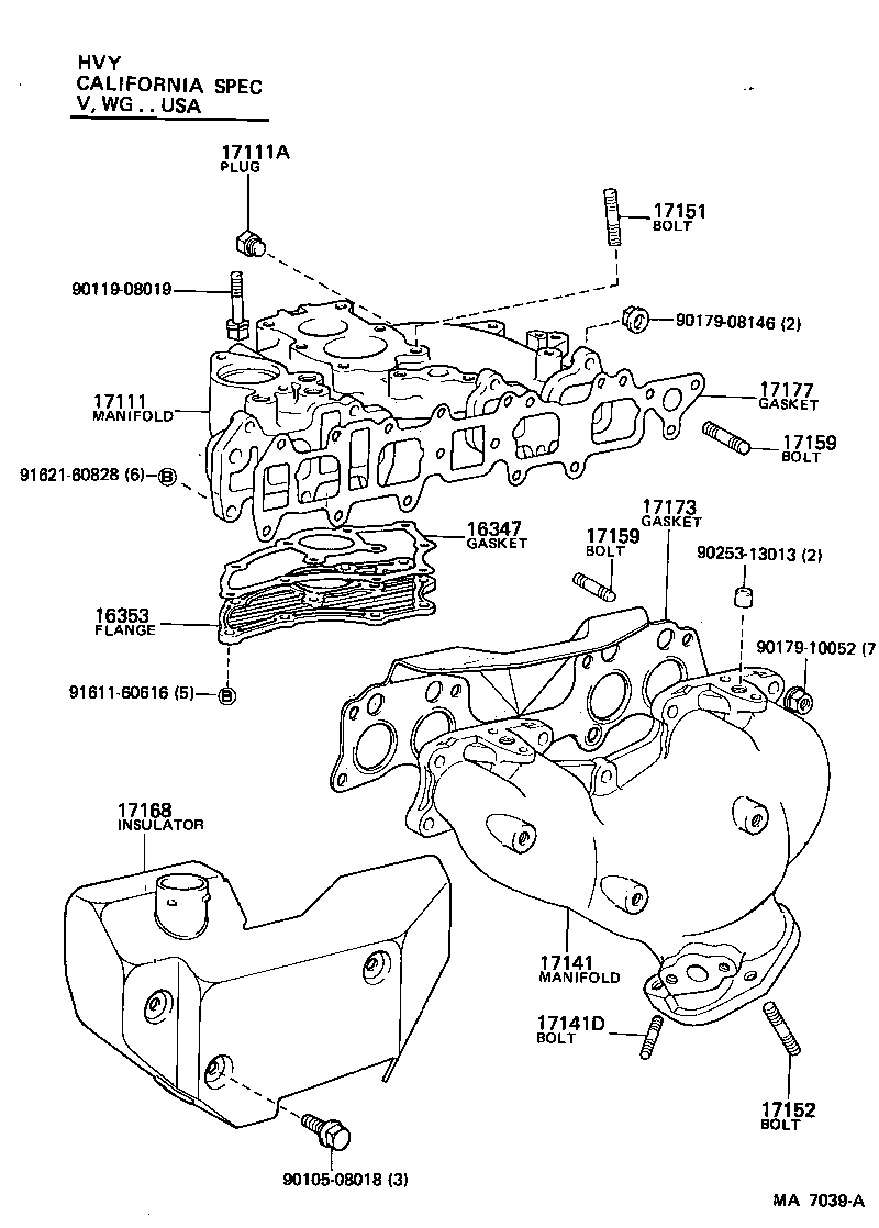 90116-10140 BOLT, STUD(FOR MANIFOLD TO CYLINDER HEAD) product image
