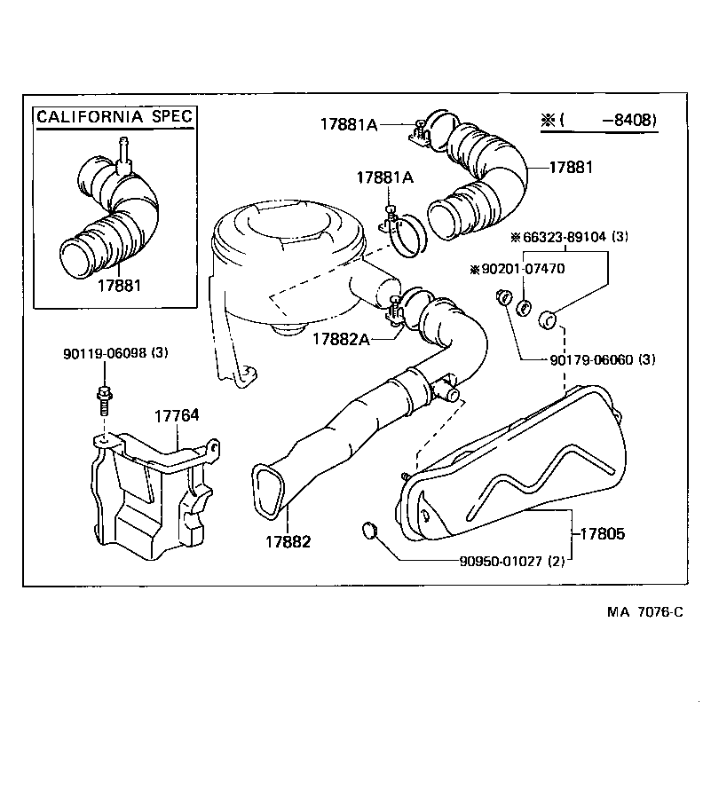 17103-54030 PIPE SUB-ASSY, AIR CLEANER, NO.2 product image