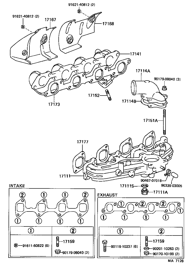 17172-73010 GASKET, MANIFOLD TO CYLINDER HEAD product image