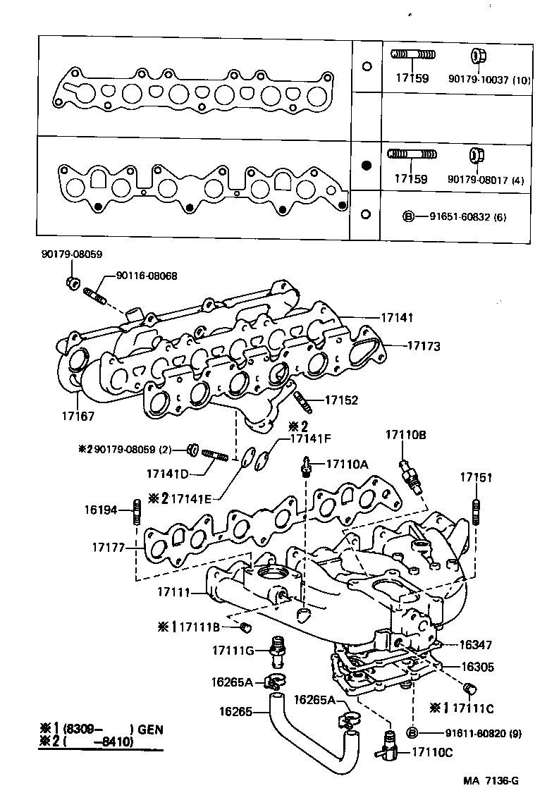 17172-73010 GASKET, MANIFOLD TO CYLINDER HEAD product image