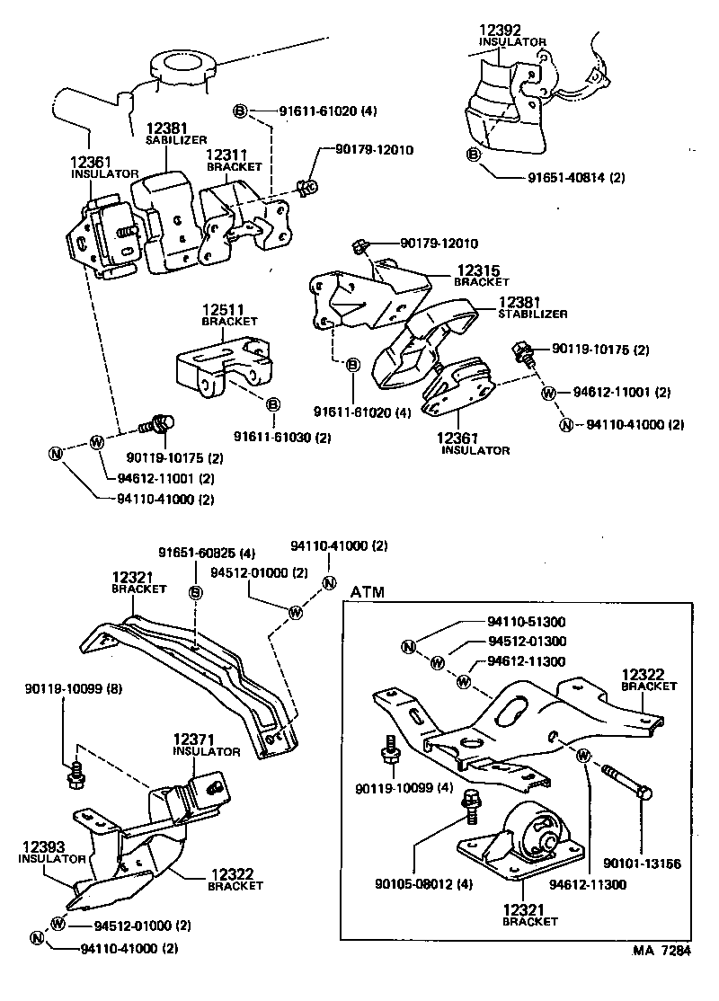12322-71010 BRACKET, ENGINE MOUNTING, REAR NO.2 product image