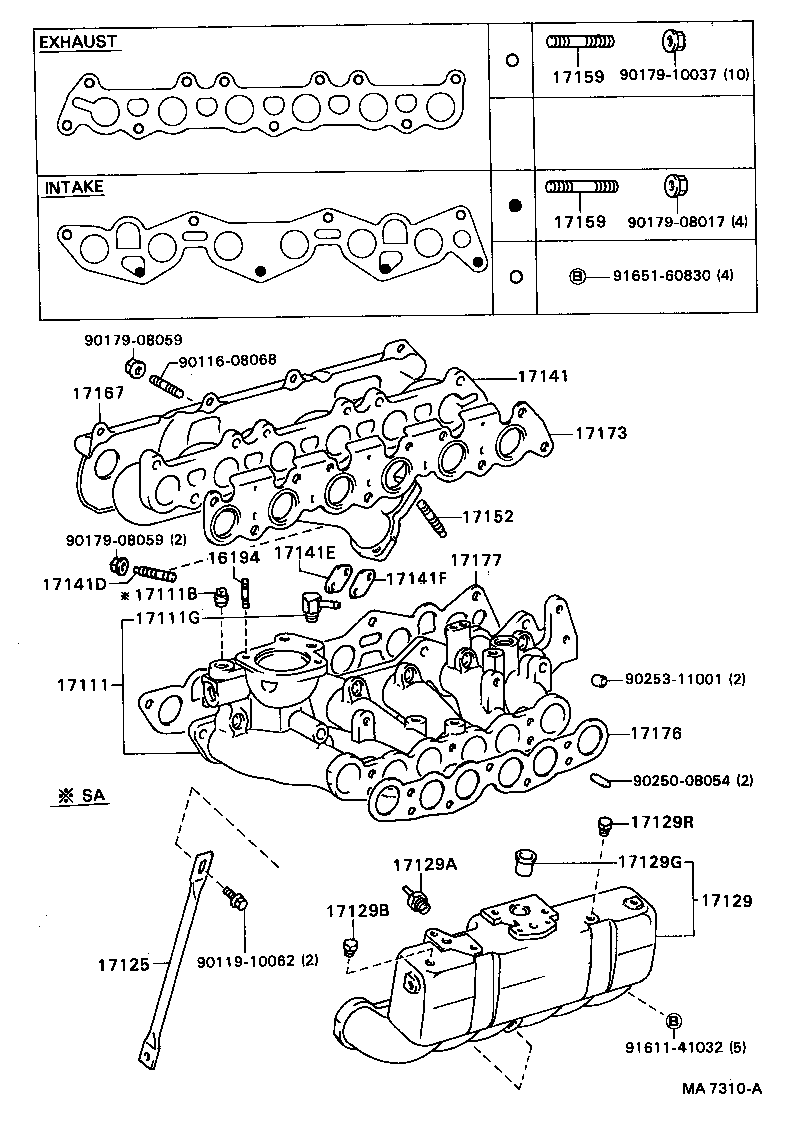 90116-10091 BOLT, STUD(FOR MANIFOLD TO CYLINDER HEAD) product image