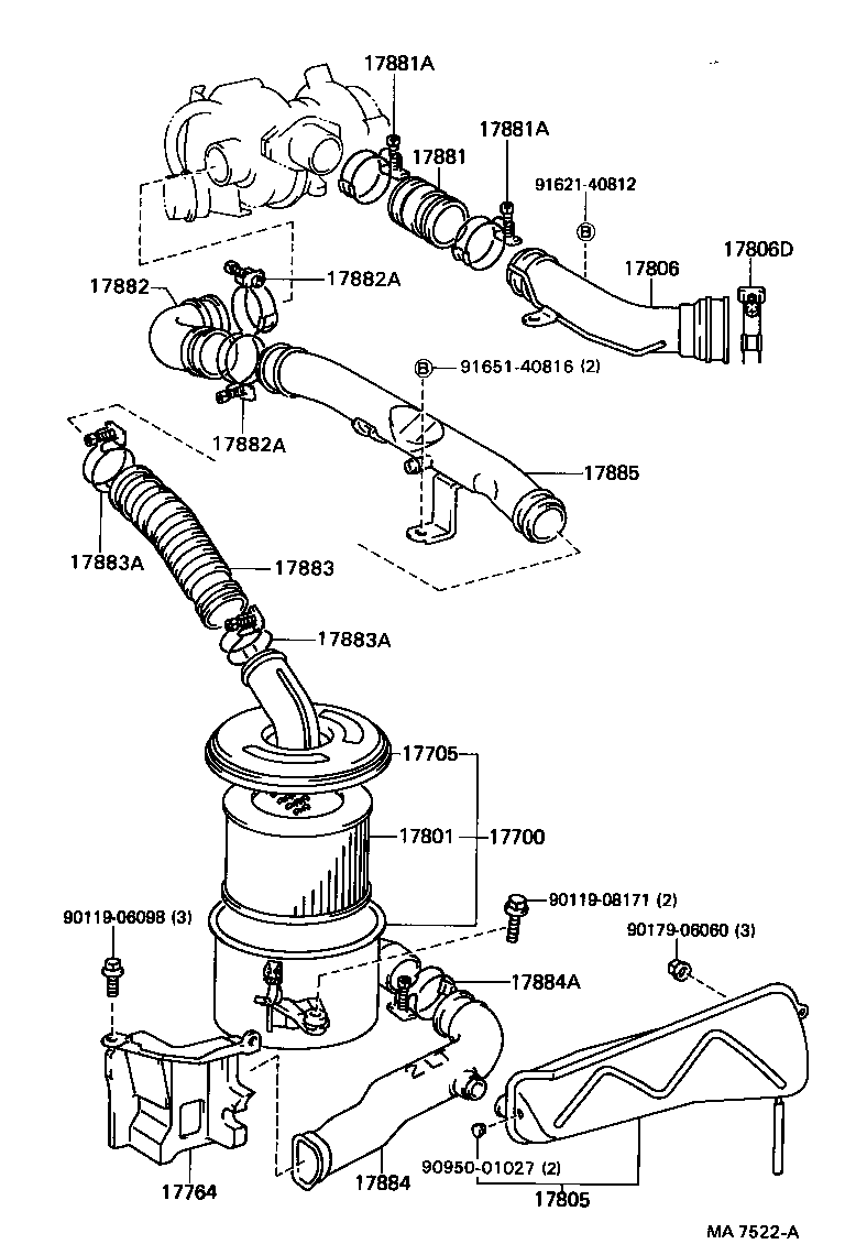 17103-54030 PIPE SUB-ASSY, AIR CLEANER, NO.2 product image