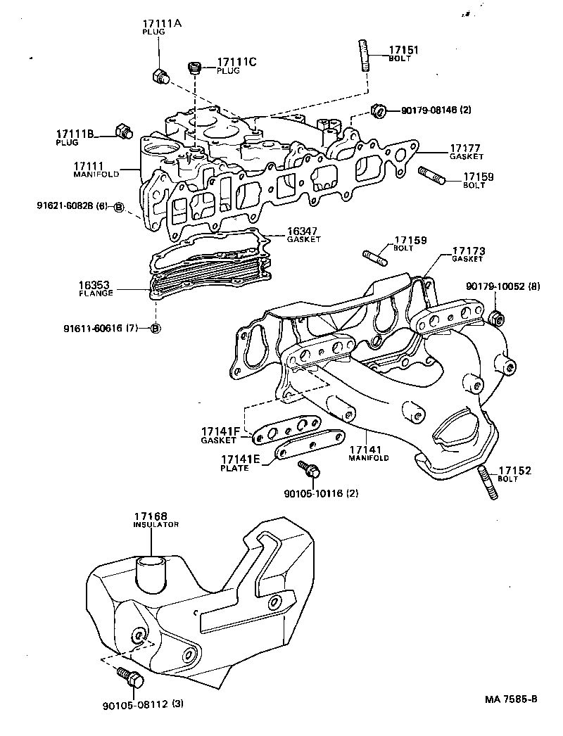 90116-10141 BOLT, STUD(FOR MANIFOLD TO CYLINDER HEAD) product image