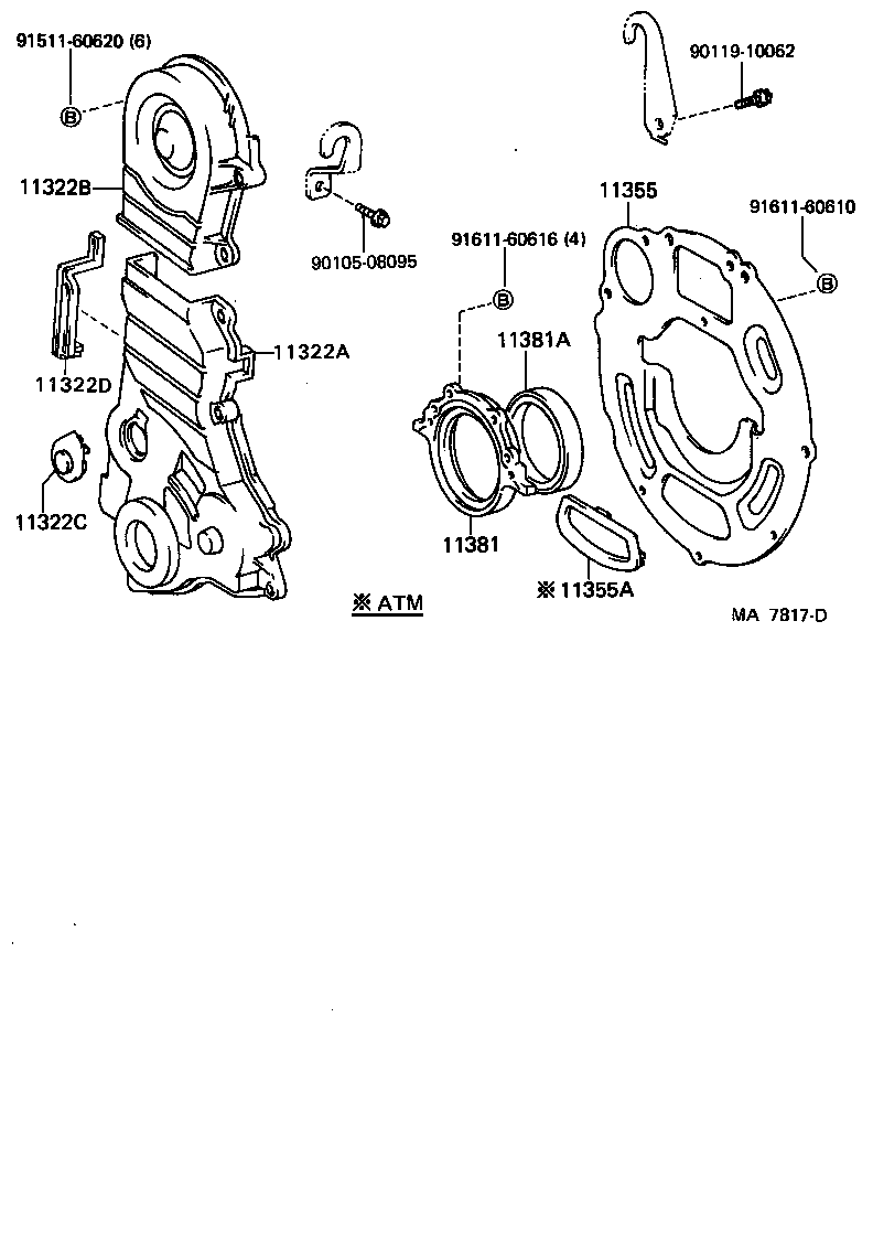 90116-06033 BOLT, STUD(FOR ENGINE REAR OIL SEAL RETAINER) product image