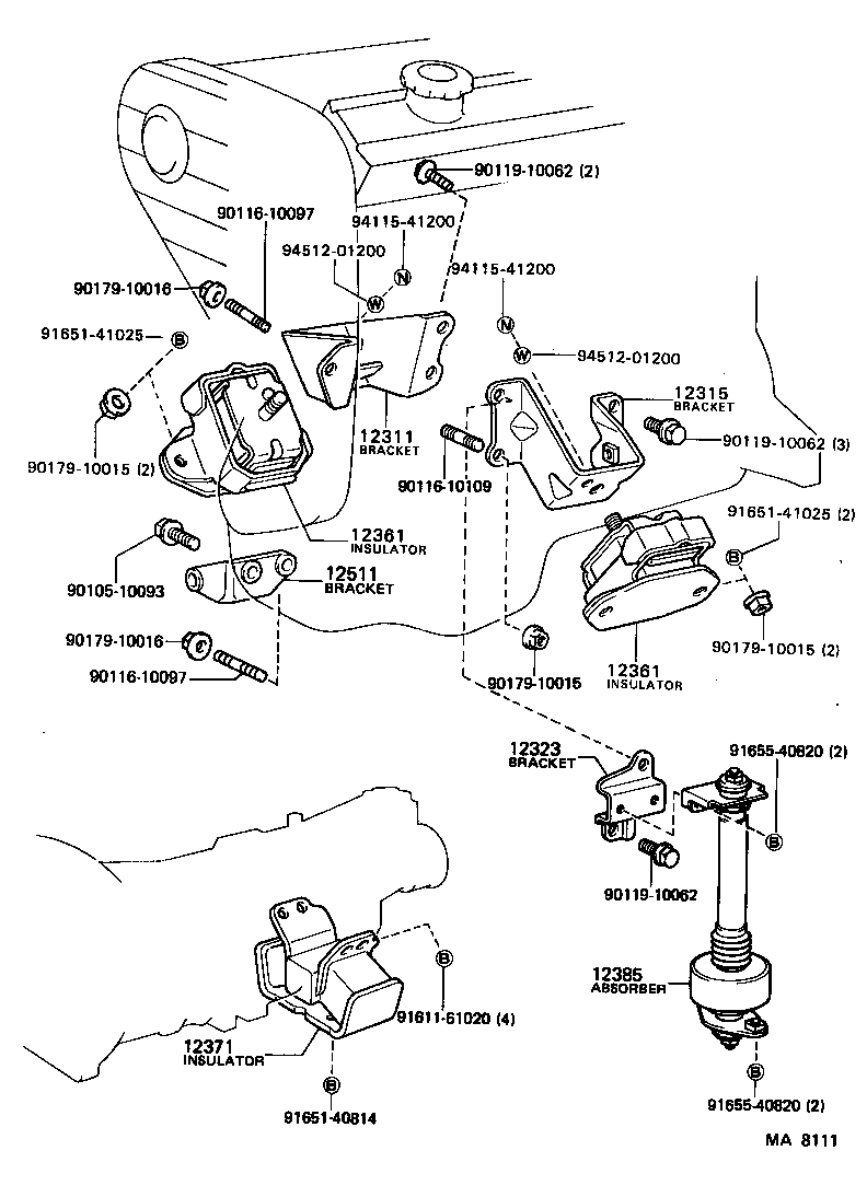 12301-35150 BRACKET, ENGINE MOUNTING, FRONT NO.1 RH product image