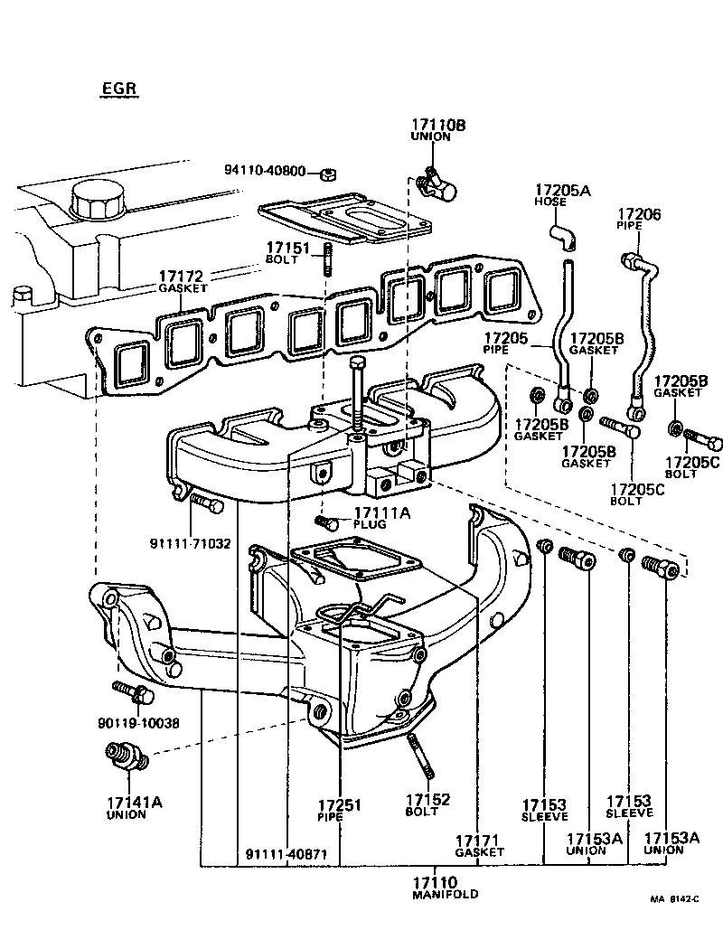 17141-39015 MANIFOLD, EXHAUST product image