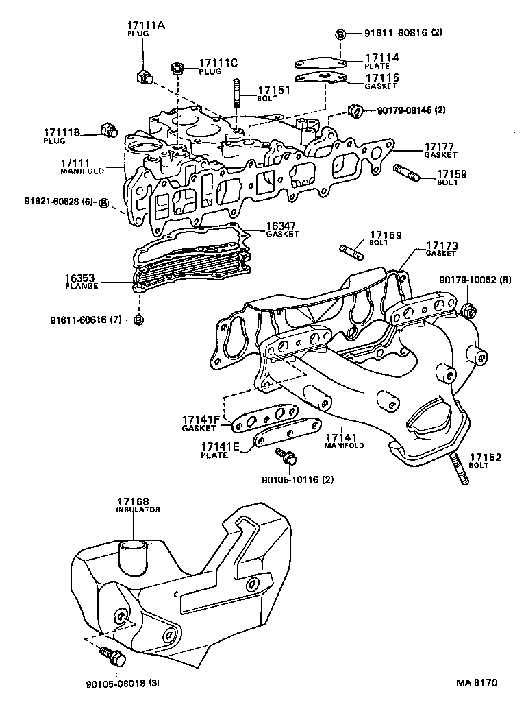 90116-10091 BOLT, STUD(FOR MANIFOLD TO CYLINDER HEAD) product image