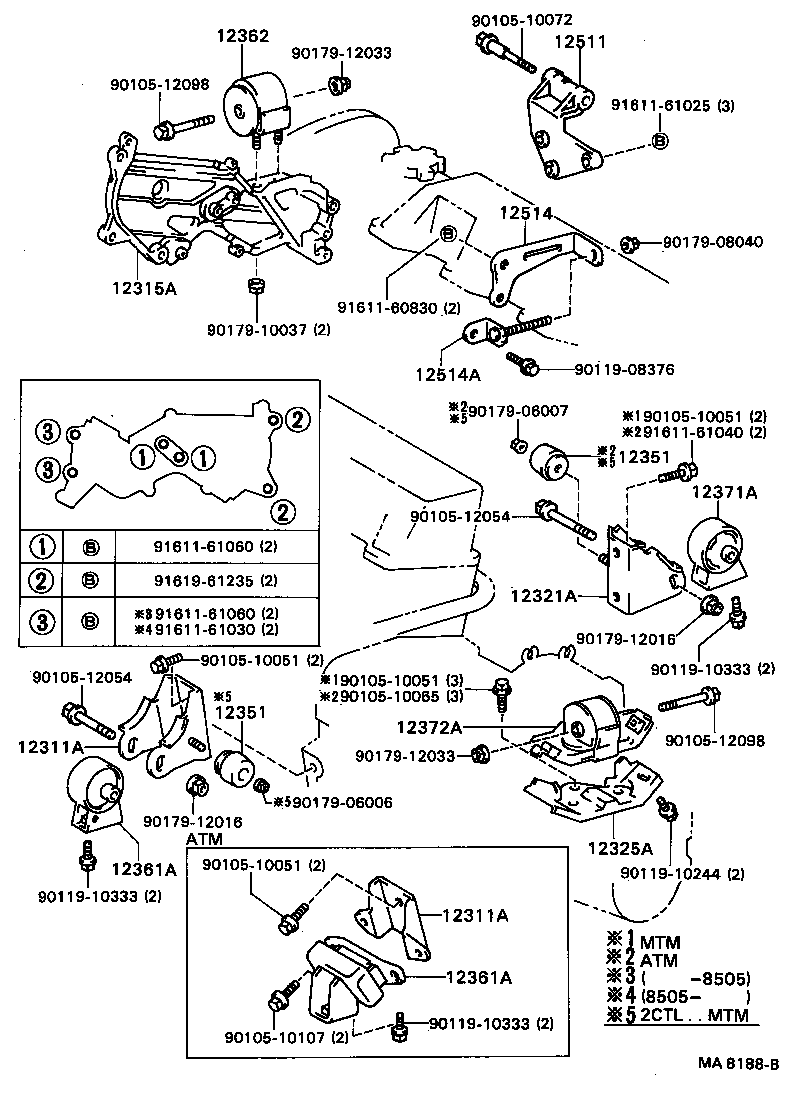 12372-64050 INSULATOR, ENGINE MOUNTING, LH(FOR TRANSVERSE ENGINE) product image