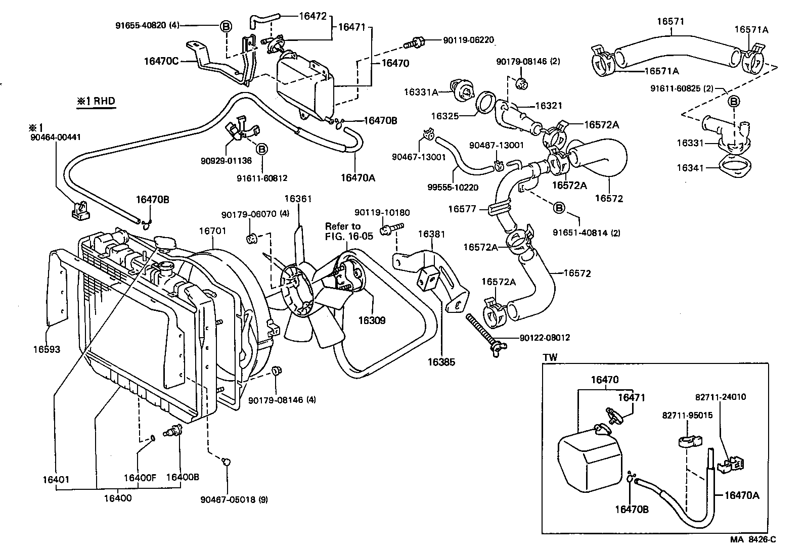 16572-71040 HOSE, RADIATOR, OUTLET product image