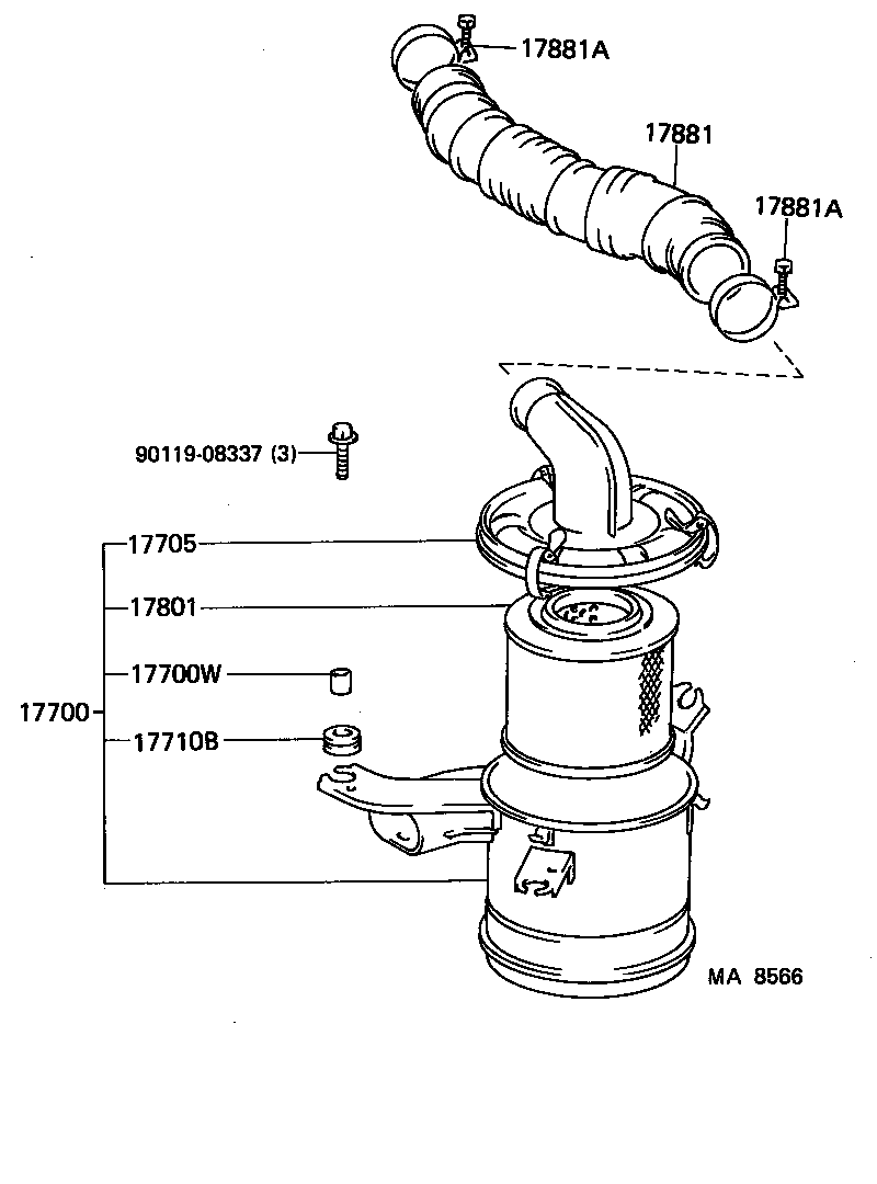 17103-64030 PIPE, INTAKE AIR CONNECTOR product image