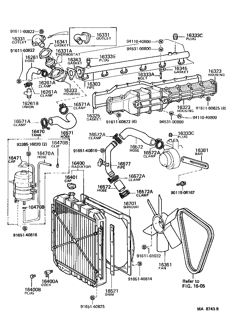 16261-76021 HOSE, WATER BY-PASS product image
