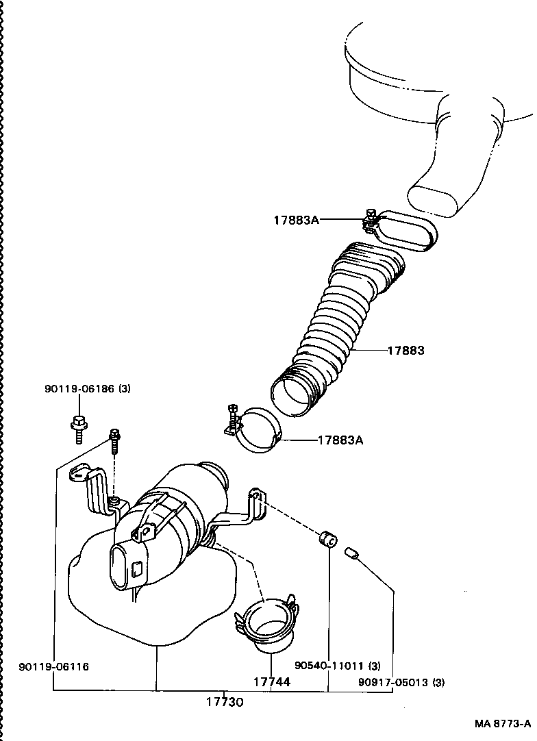 17349-54010 HOSE, AIR CLEANER, NO.1 product image