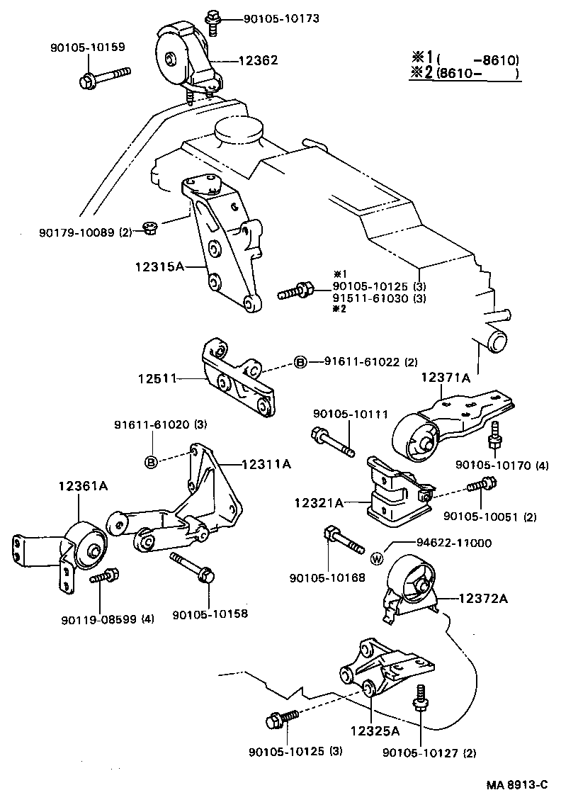 12372-55010 INSULATOR, ENGINE MOUNTING, LH(FOR TRANSVERSE ENGINE) product image