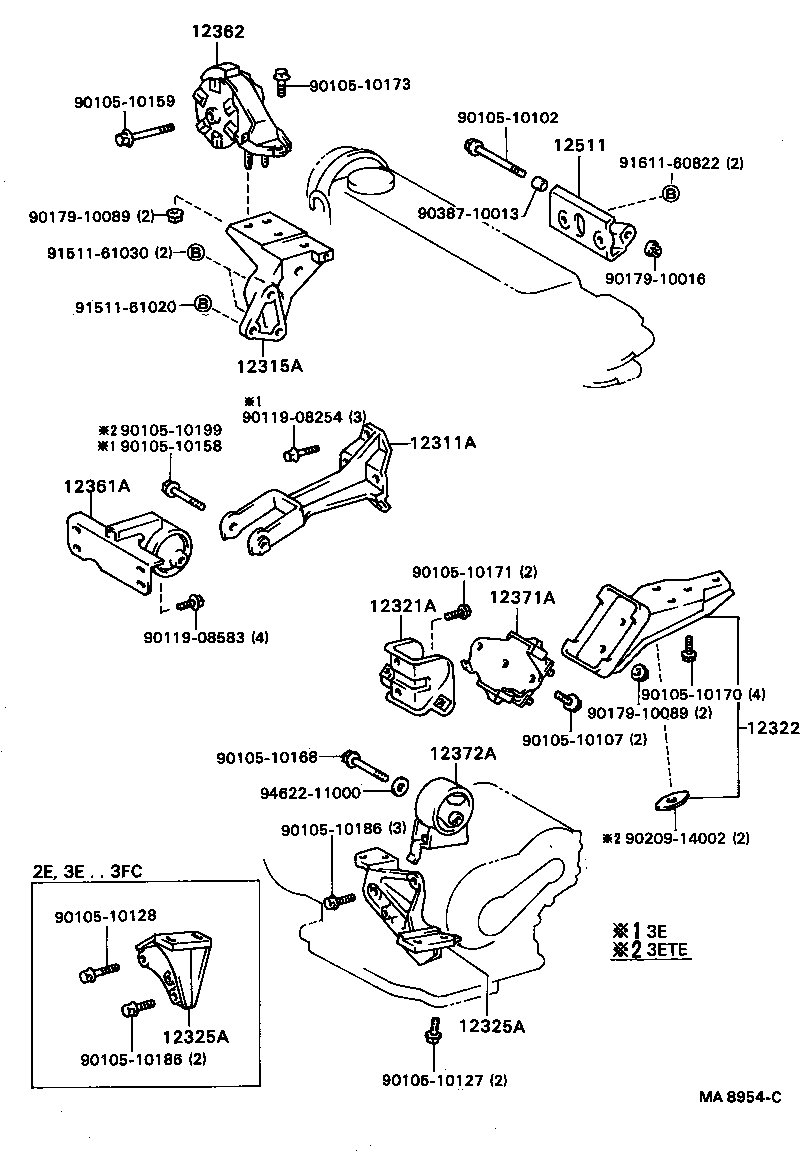 12372-55010 INSULATOR, ENGINE MOUNTING, LH(FOR TRANSVERSE ENGINE) product image