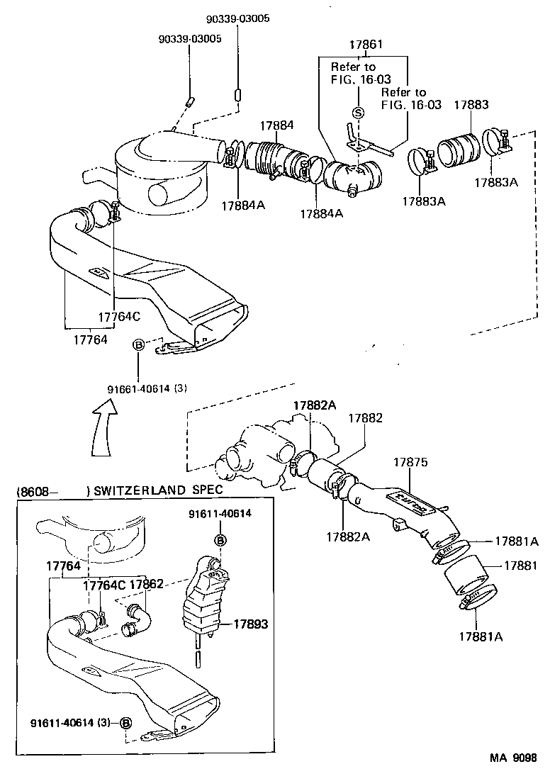 17103-54040 PIPE SUB-ASSY, AIR CLEANER, NO.2 product image