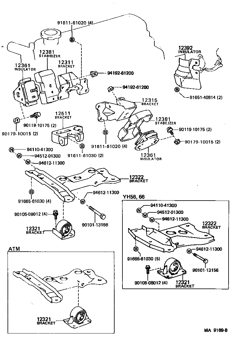 12322-54040 BRACKET, ENGINE MOUNTING, REAR NO.2 product image