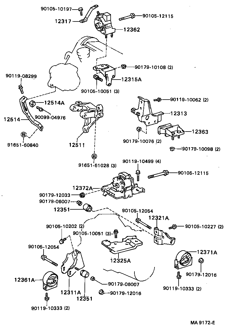 12372-64070 INSULATOR, ENGINE MOUNTING, LH(FOR TRANSVERSE ENGINE) product image