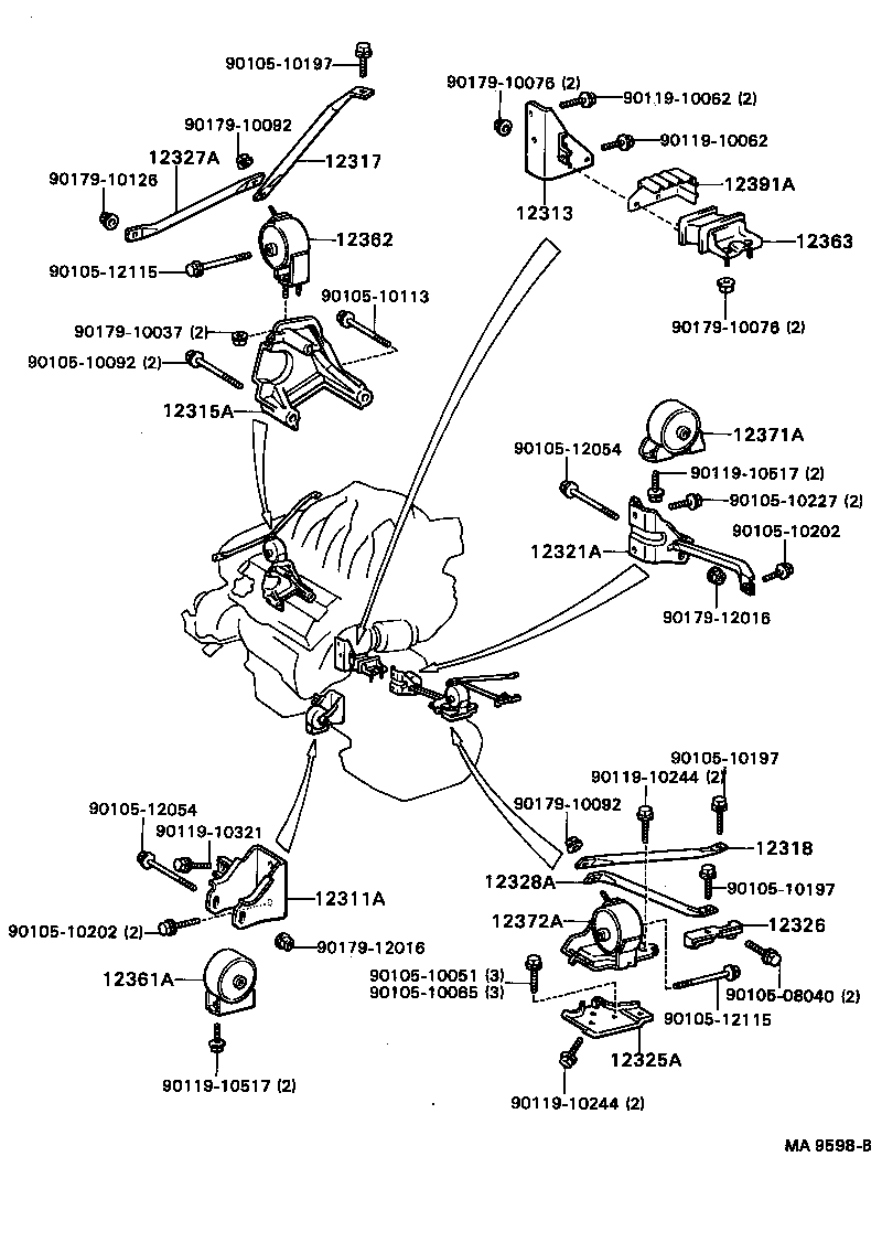 12372-64070 INSULATOR, ENGINE MOUNTING, LH(FOR TRANSVERSE ENGINE) product image