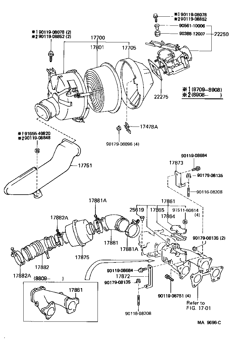 17103-54090 PIPE SUB-ASSY, AIR CLEANER, NO.2 product image