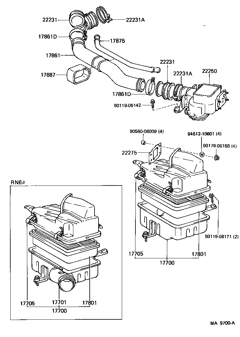 17103-54030 PIPE SUB-ASSY, AIR CLEANER, NO.2 product image
