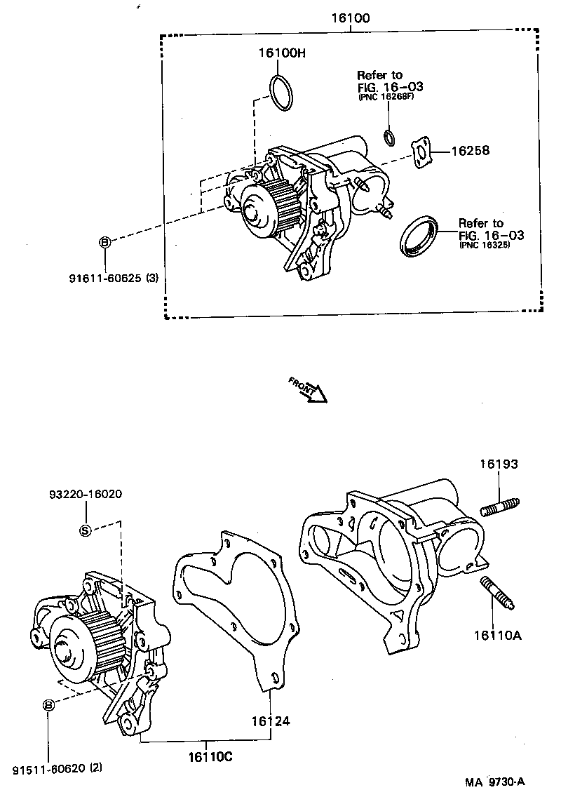 16110-79095 PUMP ASSY, WATER, W/O COVER product image