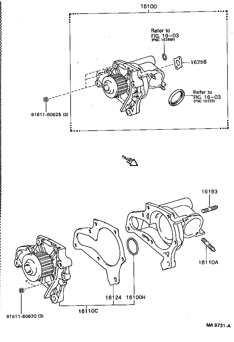 16110-79095 PUMP ASSY, WATER, W/O COVER product image