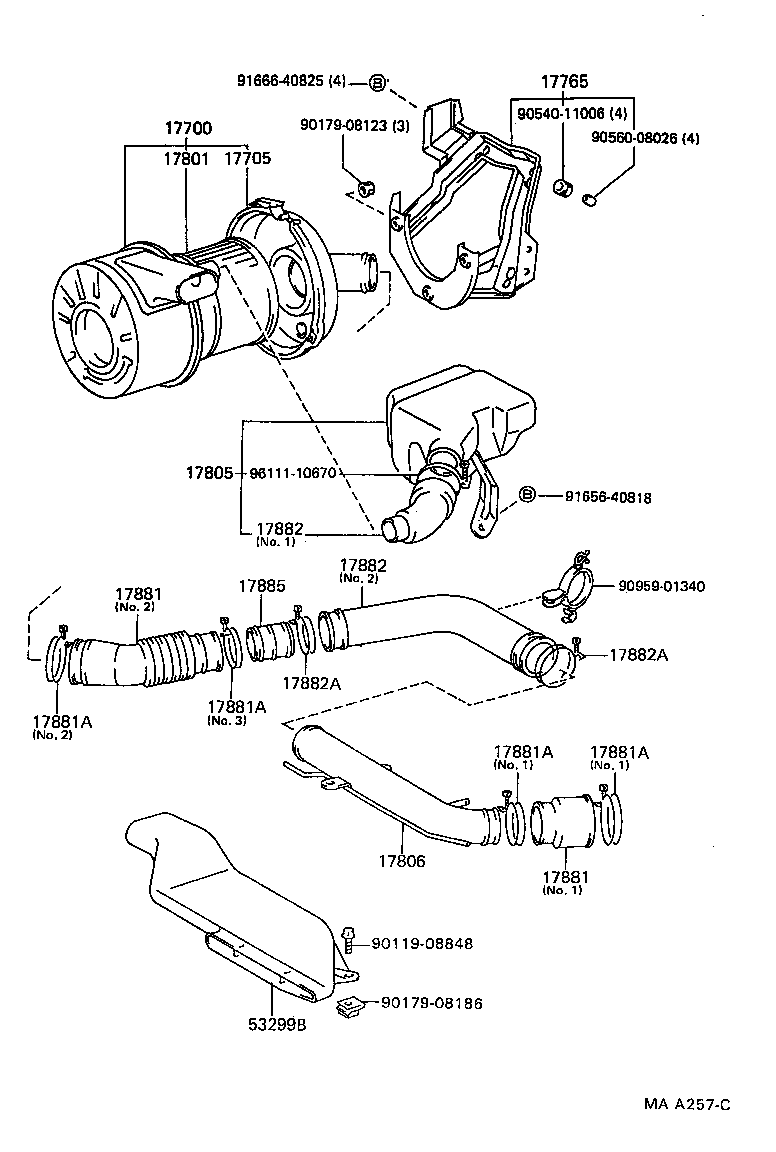 17103-54090 PIPE SUB-ASSY, AIR CLEANER, NO.2 product image