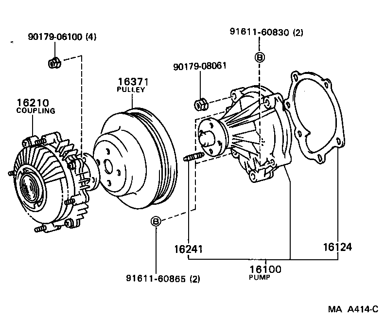 16110-49147 PUMP ASSY, WATER, W/O COUPLING product image