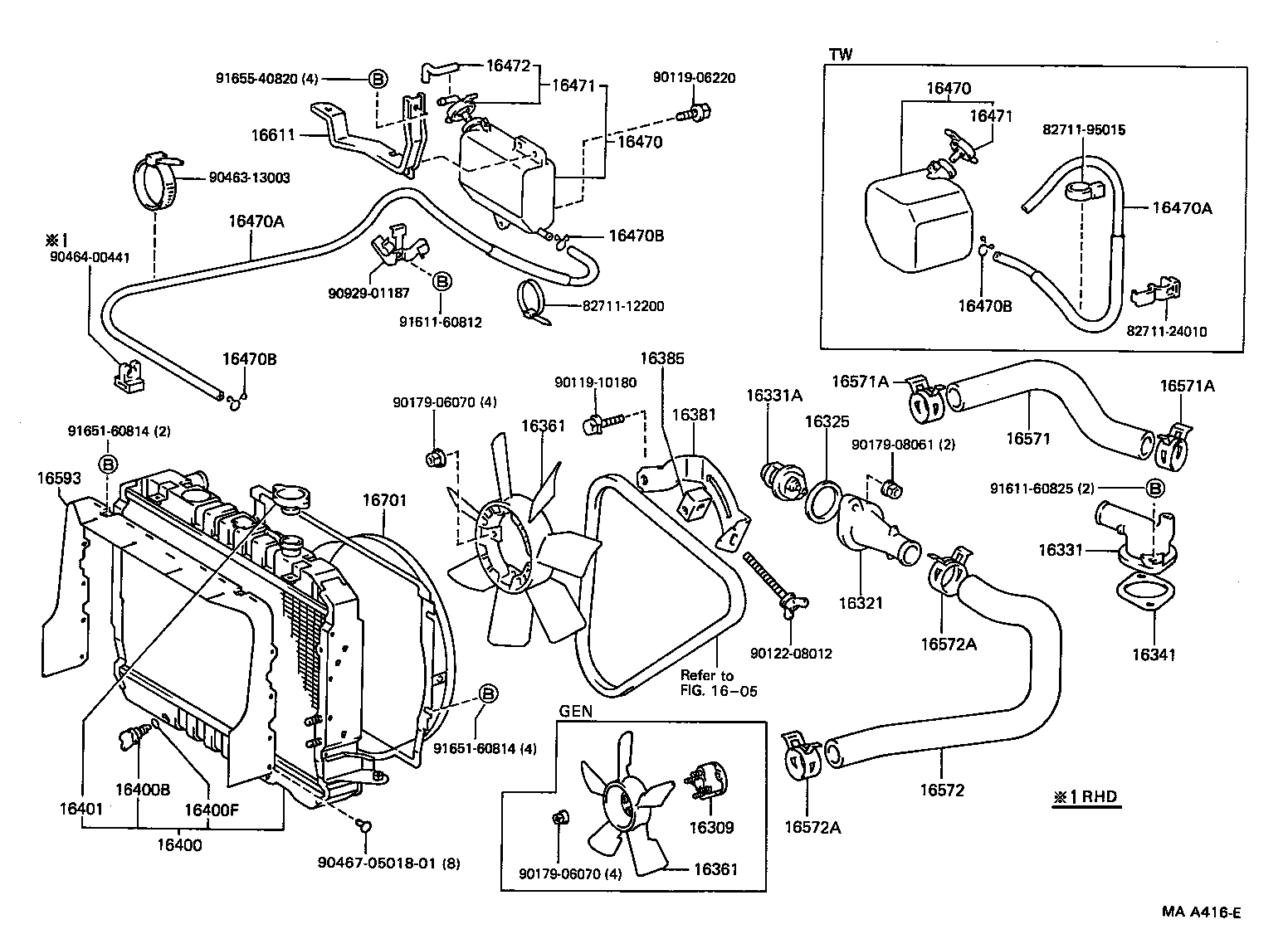 16261-54090 HOSE, WATER BY-PASS product image