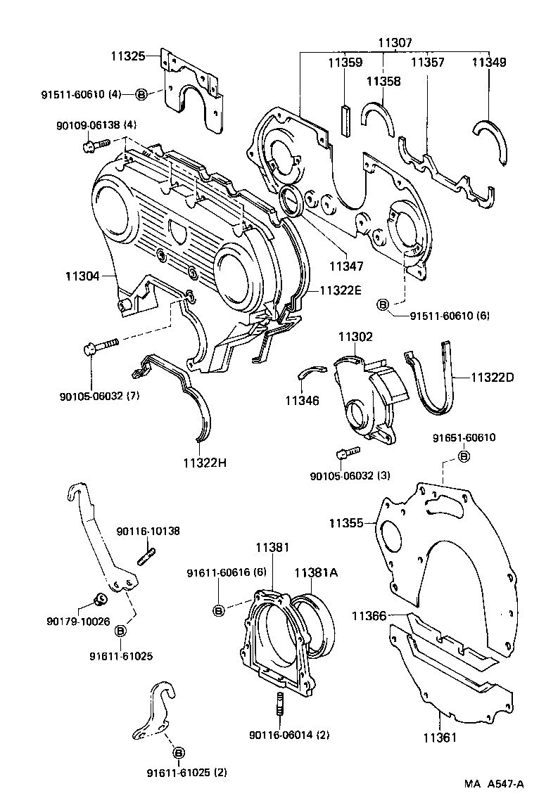 11303-65010 COVER, TIMING CHAIN OR BELT, NO.2 product image