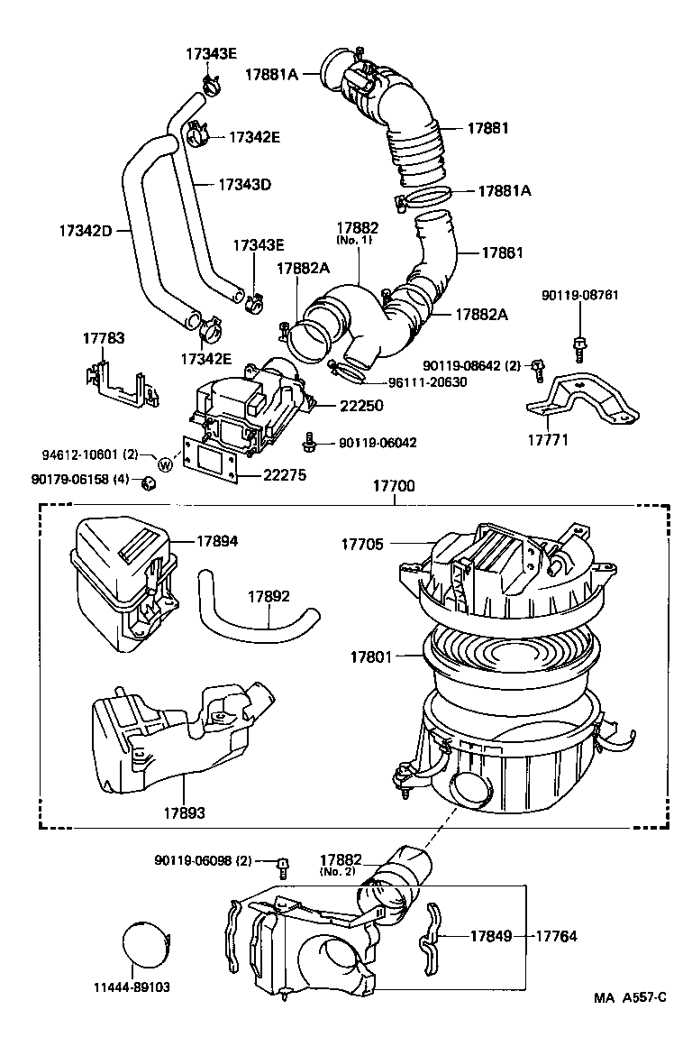 17103-54030 PIPE SUB-ASSY, AIR CLEANER, NO.2 product image